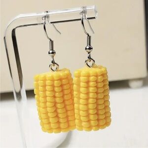 Yellow Corn Cob Drop Earrings for Women